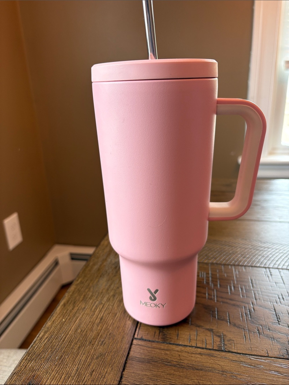 MEOKY 40 oz Blush Pink Insulated Travel Tumbler with Handle